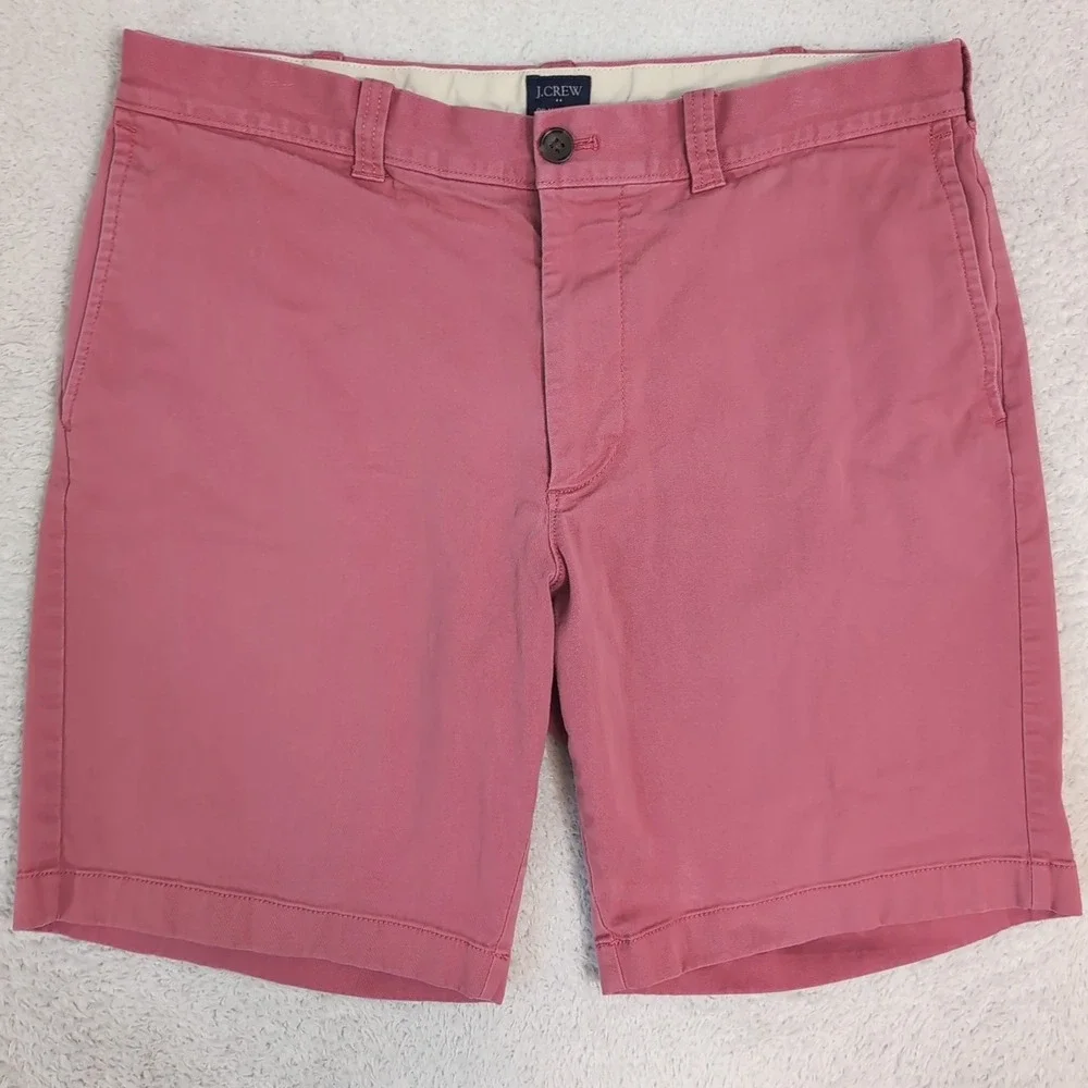 J Crew Chino Shorts Pink Flat Front‎ Men's Size 33 x 9